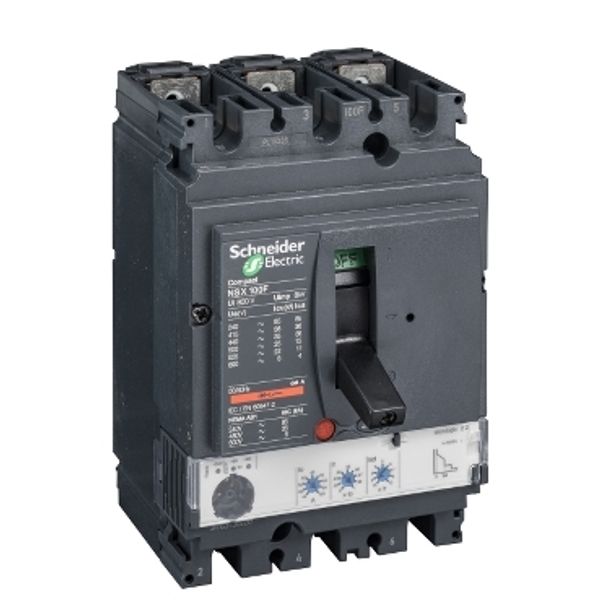 circuit breaker ComPact NSX100N, 50 kA at 415 VAC, MicroLogic 2.2 trip unit 100 A, 3 poles 3d image 3