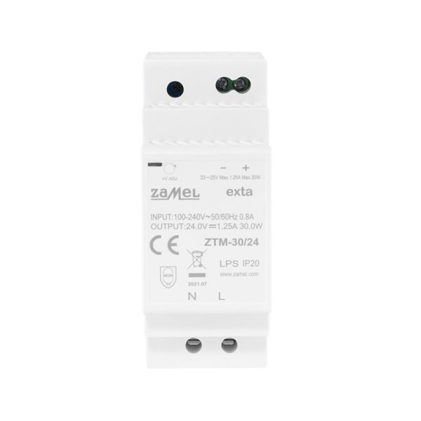 DIN RAIL POWER SUPPLY TH-35 (DIN) , 30W, 24V DC TYP: ZTM-30/24 image 1