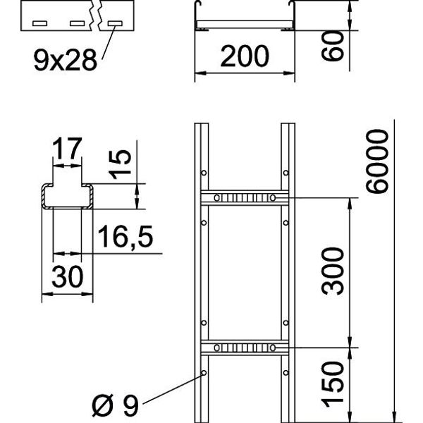 LCIS 620 6 A4 Cable ladder perforated rung, welded 60x200x6000 image 2