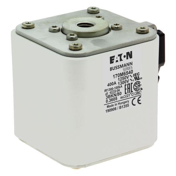 Fuse-link, high speed, 400 A, AC 1250 V, size 3, 76 x 92 x 83 mm, aR, IEC, UL, single indicator image 11