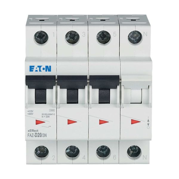 Miniature circuit breaker (MCB), 20 A, 3p+N, characteristic: D image 17