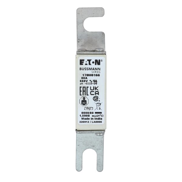 Fuse-link, high speed, 80 A, AC 660 V, size 0000, 18 x 19 x 100 mm, aR, UL, visual indicator image 8