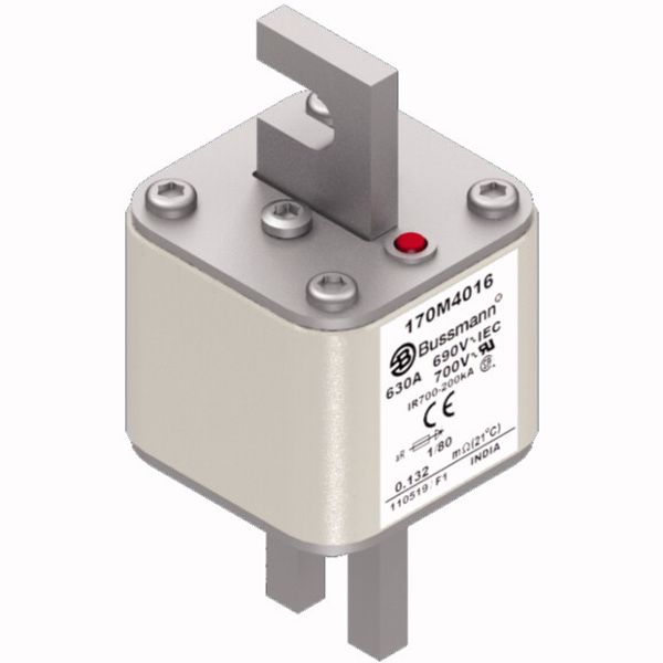 Fuse-link, high speed, 630 A, AC 690 V, DIN 1, 53 x 53 x 108 mm, aR, DIN, IEC, single indicator image 3