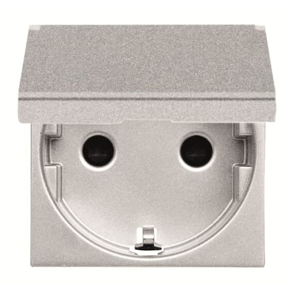 N2288.1 PL Socket outlet Schuko Protective contact (SCHUKO) with Hinged Lid Silver - Zenit image 1