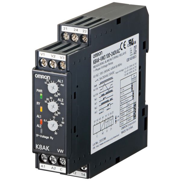 Monitoring relay 22.5mm wide, Single phase over or under voltage 1 to image 1