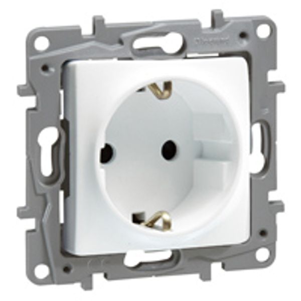 2P+E German standard socket outlet Niloé - with shutters -screw terminals -white image 1