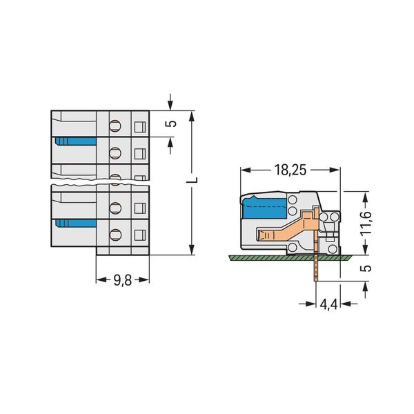 THT female header angled Pin spacing 5 mm light gray image 3