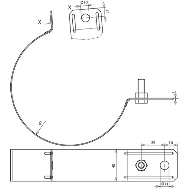 Downpipe clamp D 100mm, Cu with connection bore D 11mm image 2