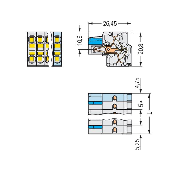 2-conductor female connector Push-in CAGE CLAMP® 2.5 mm² light gray image 4