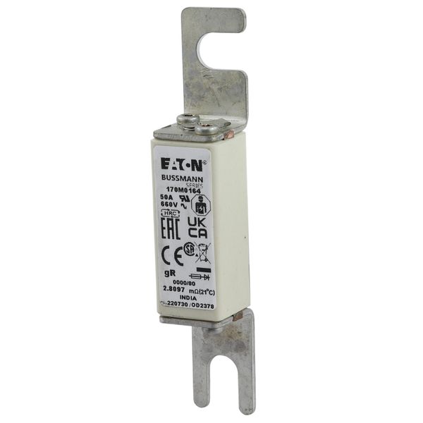 Fuse-link, high speed, 50 A, AC 660 V, size 0000, 18 x 19 x 100 mm, aR, UL, visual indicator image 4