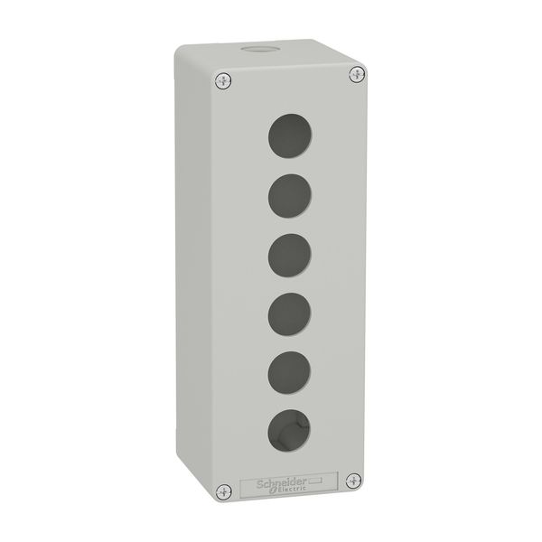 Harmony XAP, XB2 SL, Empty control station, zinc alloy, grey, M25, 6 cut-outs 22mm, 80 x 220 x 77 image 1