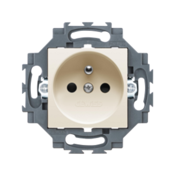 FRENCH STANDARD SOCKET-OUTLET 250V ac - SCREW TERMINALS - FRONT TIGHTENING TERMINALS - 2P+E 16A - IVORY - DAHLIA image 1