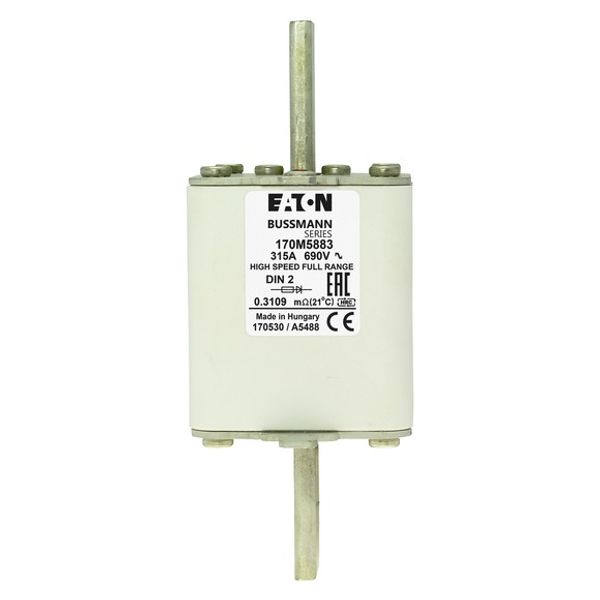 Fuse-link, high speed, 315 A, AC 690 V, DIN 2, 60 x 74 x 150 mm, gR, DIN, IEC, single indicator image 5