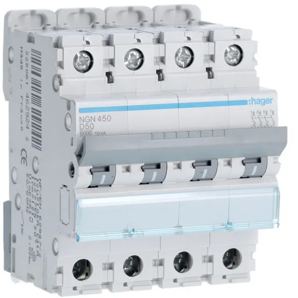 Circuit Breaker 4P 50A D 6/10kA 4M image 1