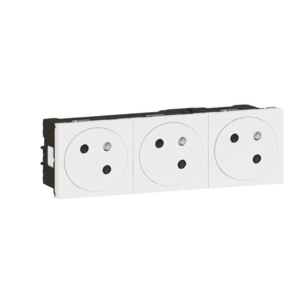 Surface Mosaic Link 45° Angled Triple Pre-Wired Outlet - White image 1