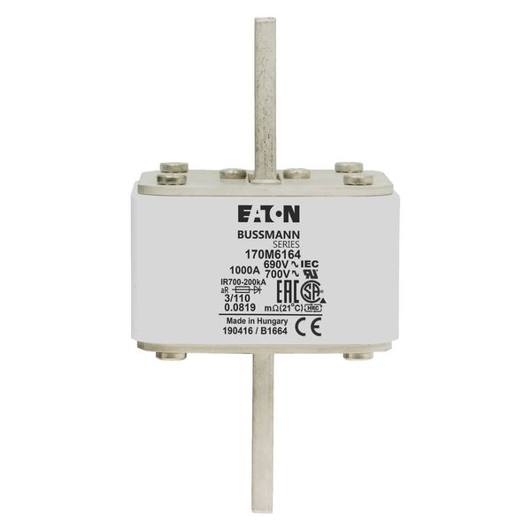 Fuse-link, high speed, 1000 A, AC 690 V, DIN 3, 76 x 90 x 139 mm, aR, DIN, IEC, single indicator image 15