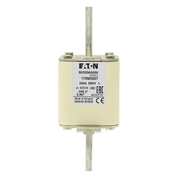 Fuse-link, high speed, 350 A, AC 690 V, compact DIN 2, 55 x 71 x 150 mm, aR, DIN, IEC, single indicator image 7