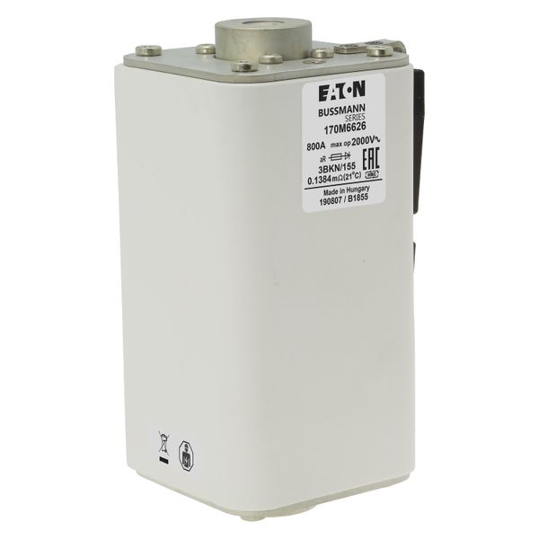 Fuse-link, high speed, 800 A, AC 2000 V, size 3, 74 x 90 x 155 mm, aR, IEC, single indicator image 21