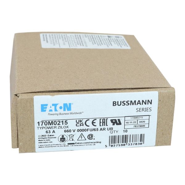 Fuse-link, high speed, 63 A, AC 660 V, size 0000, 18 x 19 x 80 mm, aR, UL image 21