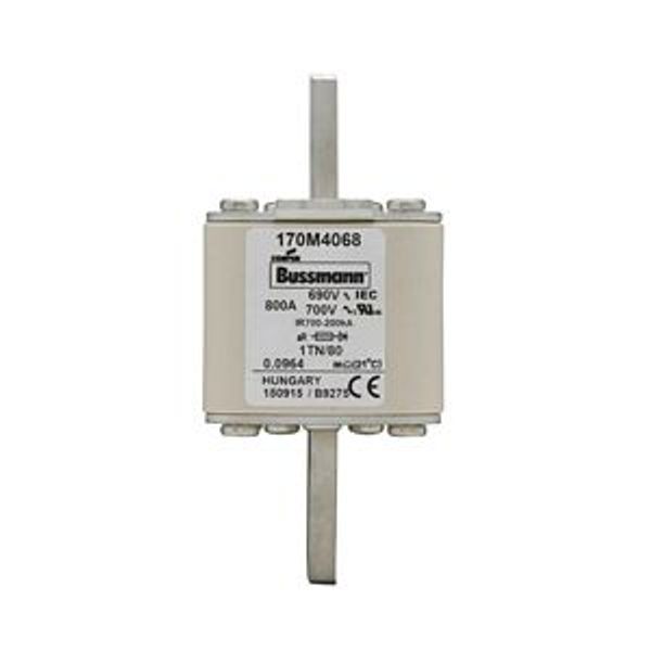 Fuse-link, high speed, 800 A, AC 690 V, DIN 1, 53 x 66 x 108 mm, aR, DIN, IEC, single indicator image 4