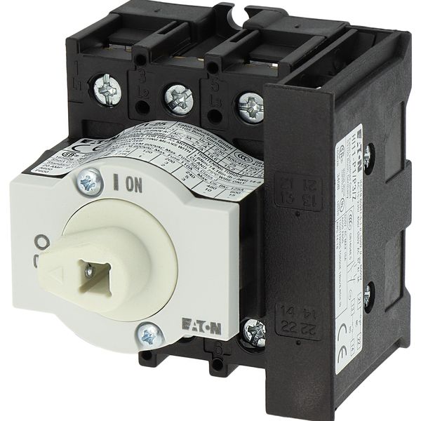 Main switch, P1, 25 A, rear mounting, 3 pole, 1 N/O, 1 N/C, Emergency switching off function, Lockable in the 0 (Off) position, With metal shaft for a image 16