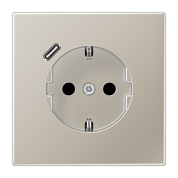 SCHUKO socket with USB type C image 1