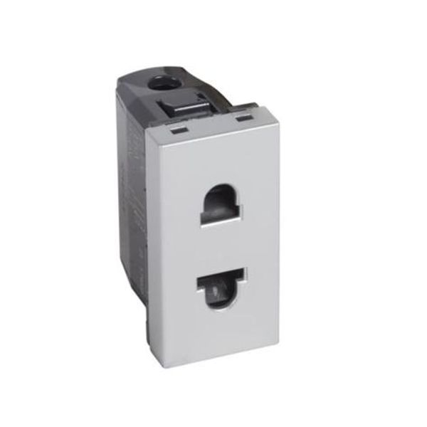 Euro-US type 2P with shutters socket outlet Arteor 15 A 127 V/16 A 250 V - 1 module - alu image 1