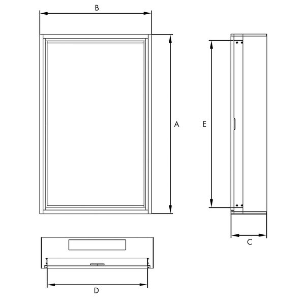 Wall-mounted frame 2A-18 with door, H=915 W=590 D=250 mm image 2