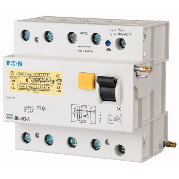 Residual-current circuit breaker trip block for AZ, 80A, 4pole, 500mA, type S/A image 1