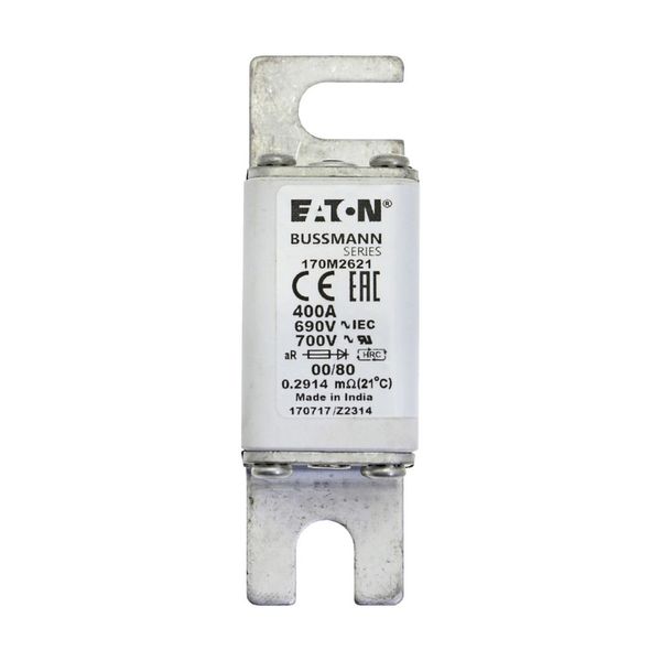 Fuse-link, high speed, 400 A, AC 690 V, DIN 00, 30 x 51 x 100 mm, aR, DIN, IEC, single indicator image 12