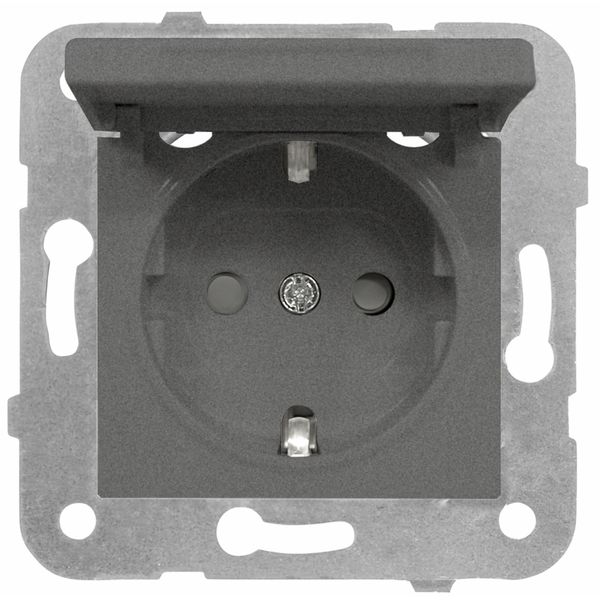 Socket outlet, flap cover, cage clamps, anthracite image 1