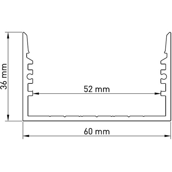 Aluminium profile SLA, L-2000mm W-60mm H-36mm image 4