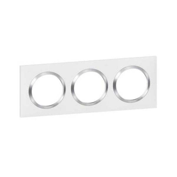 Dooxie square plate 3 positions white finish with chrome effect ring image 1