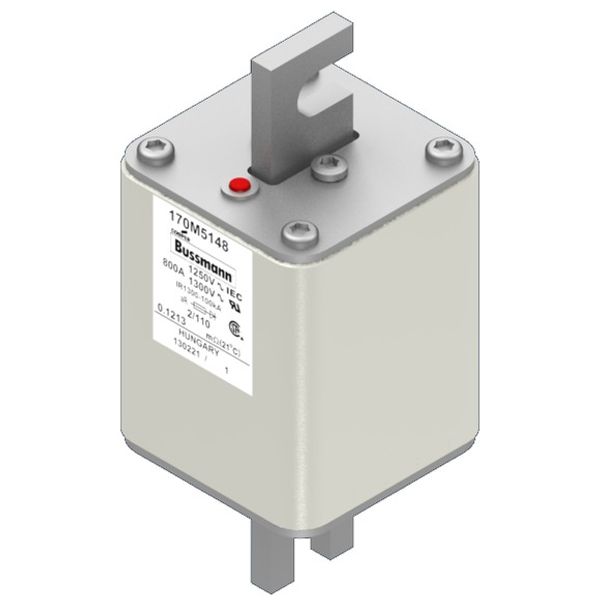 Fuse-link, high speed, 800 A, AC 1250 V, size 2, 61 x 75 x 138 mm, aR, DIN, IEC, single indicator image 2