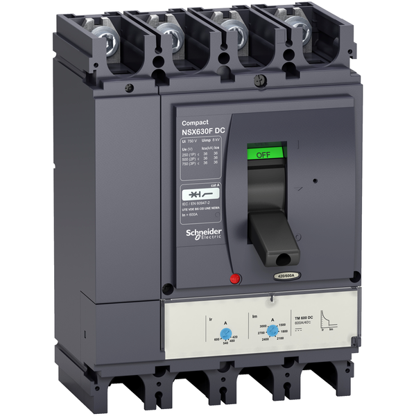 circuit breaker ComPact NSX400F DC, 36 kA at 750 VDC, TM-DC trip unit, 400 A rating, 4 poles image 4