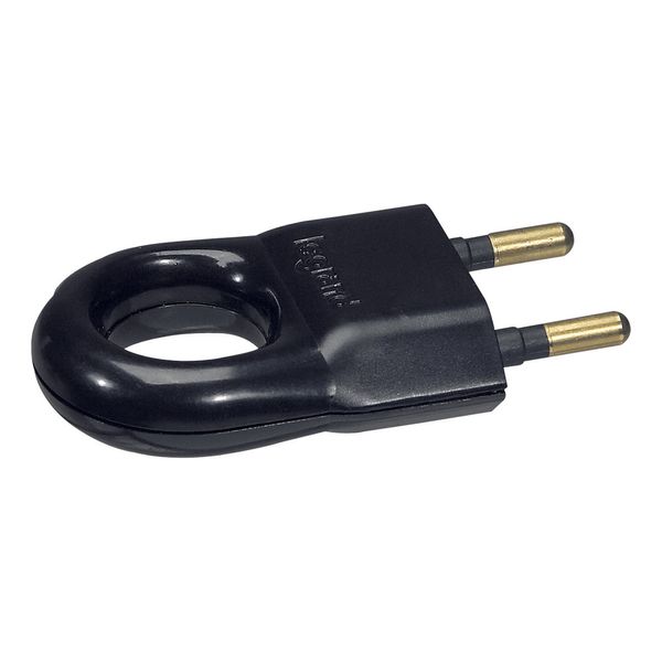 2P plug - 6 A - plastic with extraction ring - black - gencod labelling image 1