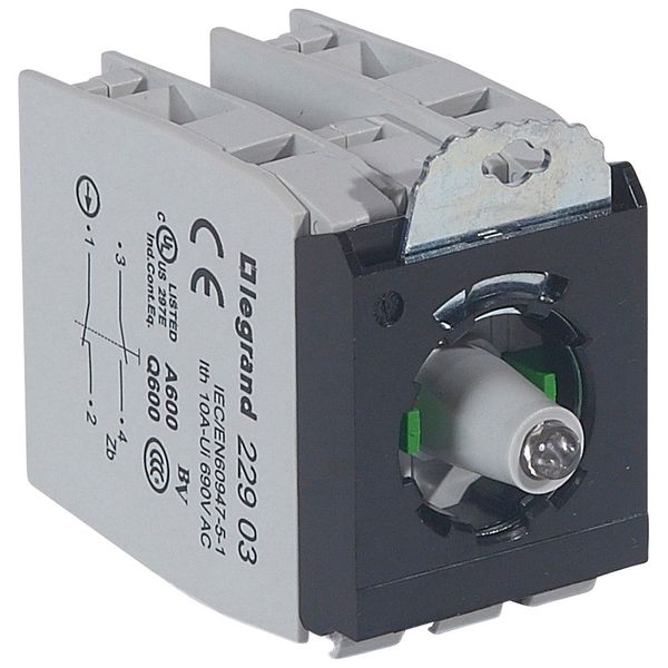 Osmoz block sub-assemblies - for illuminated head - 2 NO/NC - green - 12-24 V~/= image 1