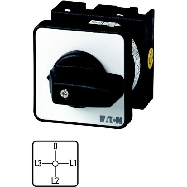 Ammeter selector switches, T0, 20 A, centre mounting, 3 contact unit(s), Contacts: 6, 90 °, maintained, With 0 (Off) position, L3-0-L1-L2, Design numb image 3