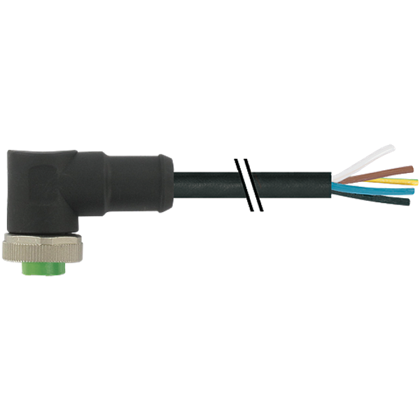Mini (7/8) 4 pole, Female 90° w/ Cable PUR 4x1.5 (4x16AWG) bk UL/CSA image 1
