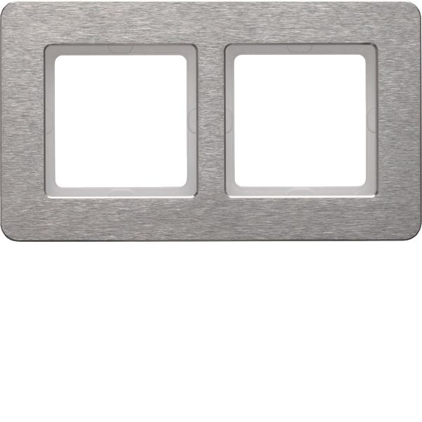 Frame 2gang, stainless Steel brushed, horizontal image 1