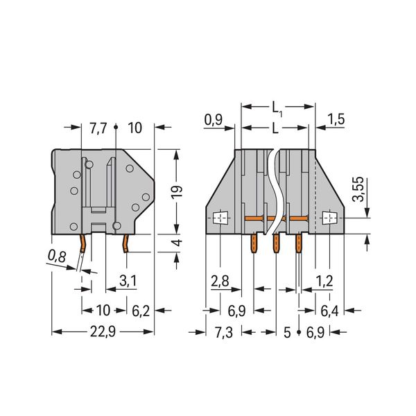 PCB terminal block 4 mm² Pin spacing 5 mm gray image 2