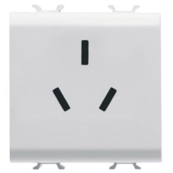 CHINESE STANDARD SOCKET-OUTLET 250V ac - 2P+E 10A - 2 MODULES - SATIN WHITE - CHORUSMART image 1