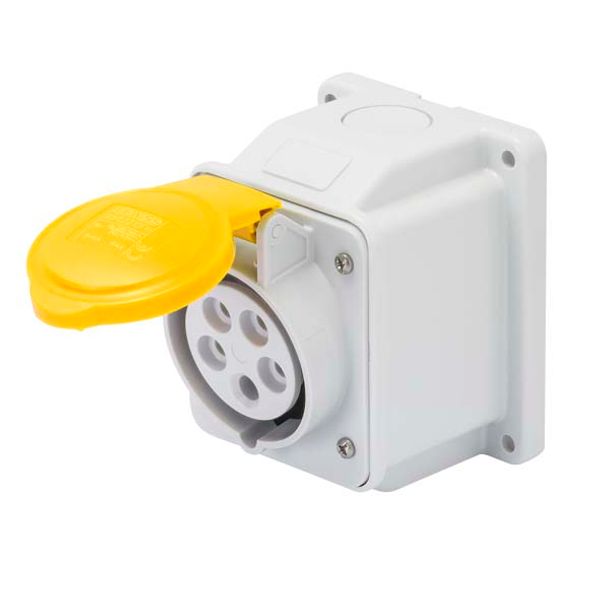 10° ANGLED SURFACE-MOUNTING SOCKET-OUTLET - IP44 - 2P+E 16A 100-130V 50/60HZ - YELLOW - 4H - SCREW WIRING image 2