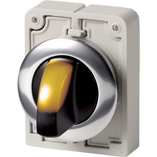 Illuminated selector switch actuator, RMQ-Titan, With thumb-grip, maintained, 2 positions (V position), yellow, Metal bezel image 4