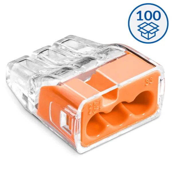 Push-in wire connector SCP3 transparent / orange (box 100 pcs) image 1