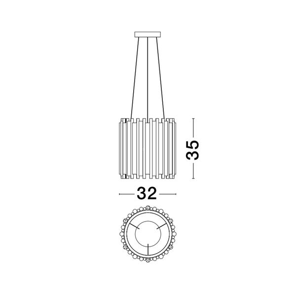 Gold Aluminium  & Acrylic   LED G9 6x5 Watt 230 Volt  IP20 Bulb Excluded  D: 32 H1: 35 H2: 120 cm Adjustable height image 1