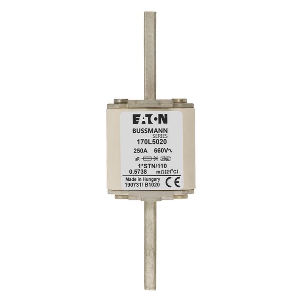 Fuse-link, high speed, 250 A, AC 660 V, compact size 1, 43 x 58 x 140 mm, aR, DIN, IEC, single indicator image 6