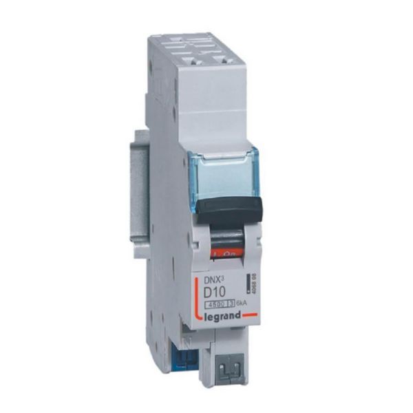 Phase+Neutral circuit breaker DNX³4500 6kA automatic terminal inlet and outlet - 1P+N 230V~ 10A curve D - 1 module image 1