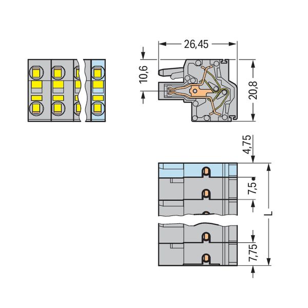 2-conductor female connector Push-in CAGE CLAMP® 2.5 mm² gray image 4