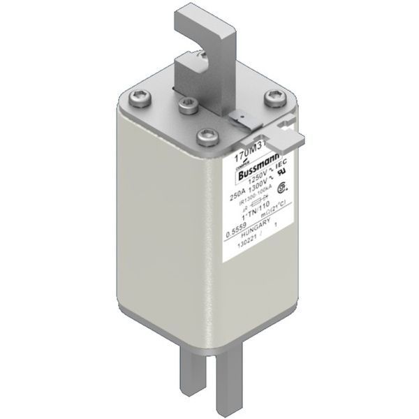 Fuse-link, high speed, 250 A, AC 1250 V, compact size 1, 45 x 58 x 138 mm, aR, DIN, IEC, type T indicator image 1